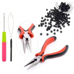 Set Nano Ring Extensii Par cu 100 Inele cu silicon Brunet + Cleste, Iglita si Croseta NR002AA